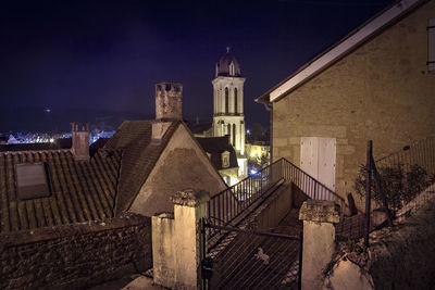 Illuminated historic building against sky at night