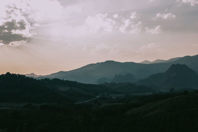 Scenic view of landscape against sky during sunset