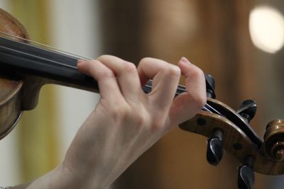 Cropped image of woman playing violin