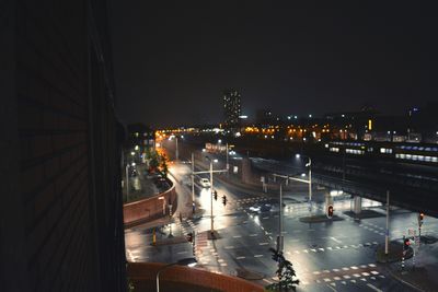 Illuminated cityscape at night