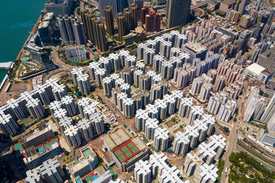 Aerial view of modern buildings in city