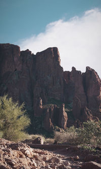 Scenic view of rock formations against sky