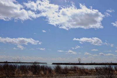 Scenic view of lake against sky