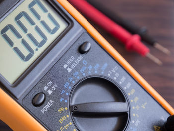 Close-up of multimeter