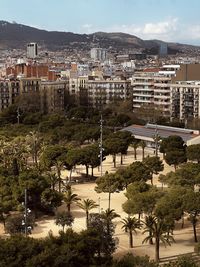 High angle view of townscape against sky