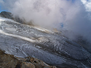 Smoke emitting from volcanic mountain