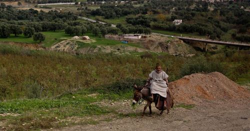 Man working on farm