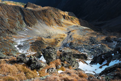 Aerial view of rock formations