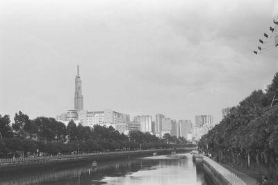 View of buildings against cloudy sky