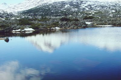 Scenic view of lake against sky