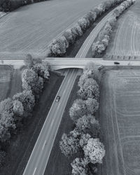 High angle view of railroad tracks