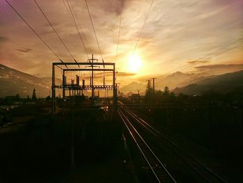 Railroad track at sunset