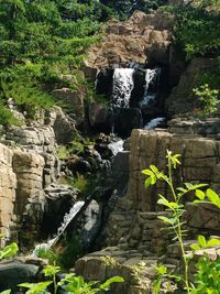 Scenic view of waterfall