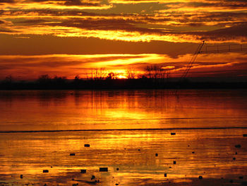 Scenic view of orange sky