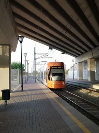 Train on railroad station platform