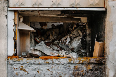 Close-up of abandoned door
