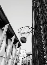 Low angle view of basketball hoop against sky