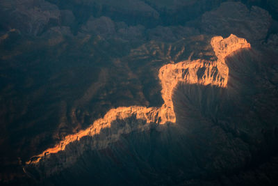 A mountain ridge in arizona, shapted by the last light of the day