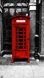 Close-up of telephone booth