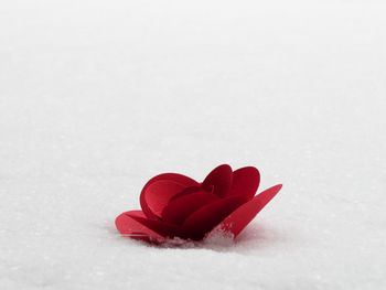 Close-up of heart shape over white background