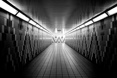 Empty corridor along walls