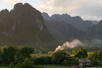 Scenic view of mountains against sky