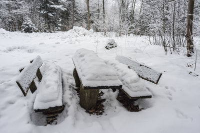 Panoramic view of snow covered field