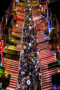 High angle view of city street