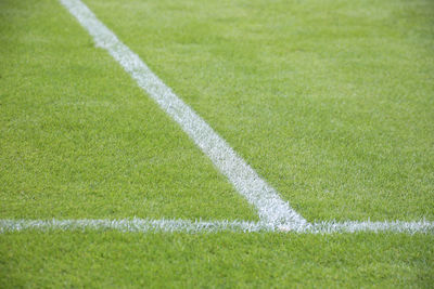 High angle view of yard line on playing field