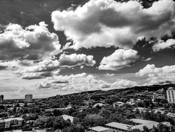 High angle view of townscape against sky