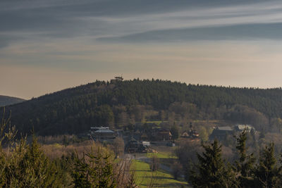 Scenic view of landscape against sky during sunset