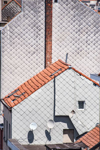 High angle view of houses by building