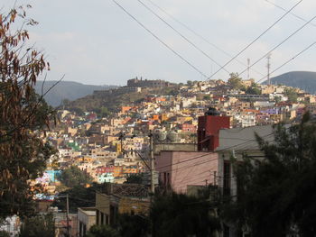 Aerial view of townscape against sky