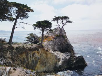 Scenic view of sea against cloudy sky