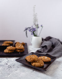 Close-up of cookies on table