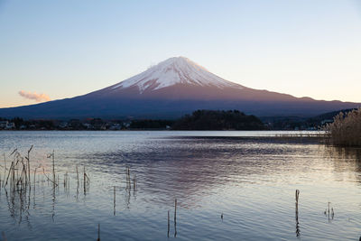 Scenic view of snowcapped mountain against sky