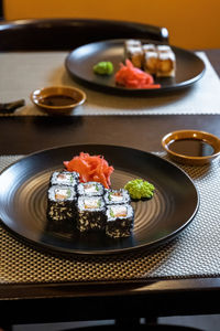 High angle view of food on table