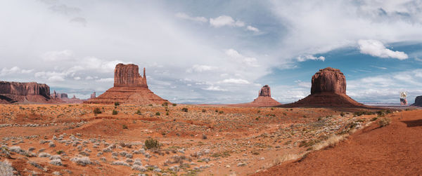 Panoramic view of rock formations against sky