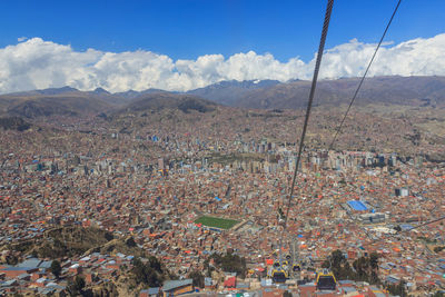 High angle view of townscape against sky