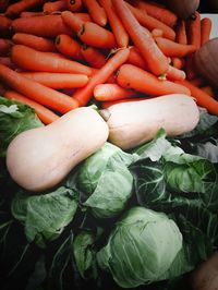 High angle view of vegetables in market