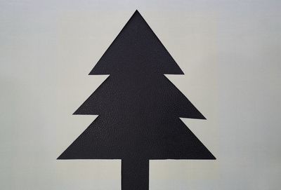 Close-up of arrow sign on christmas tree