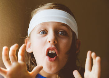 Close-up portrait of a funny girl