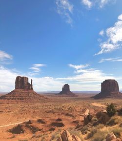 Rock formations on landscape against sky