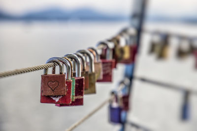 Padlocks on railing