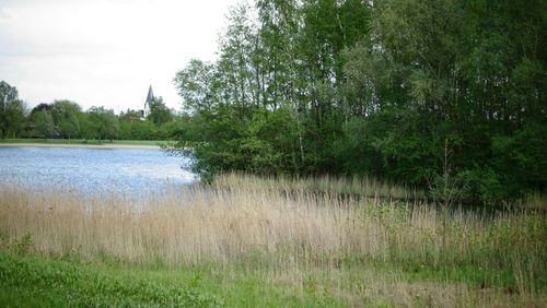 Scenic view of lake against sky