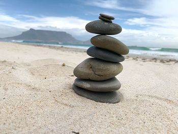 Stack of pebbles on beach