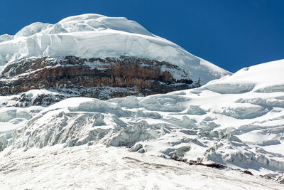 Scenic view of snow covered mountains