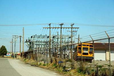 Electricity pylons on road