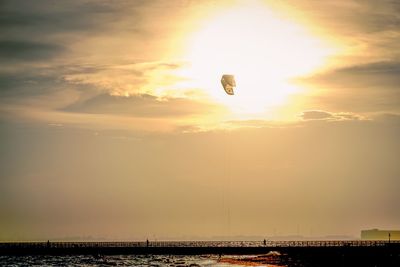 View of hot air balloon against sky during sunset