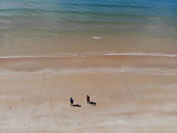 High angle view of people at beach